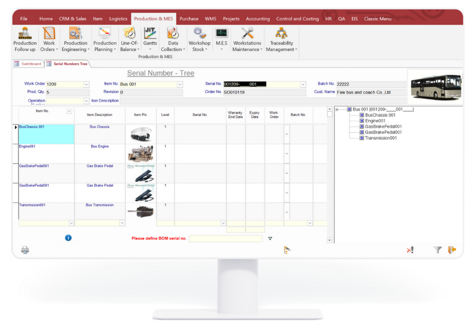 Serial Number Management in the Kitaron ERP & MES system