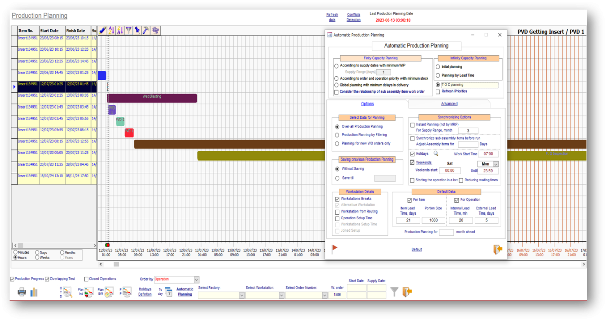 Finite capacity production planning