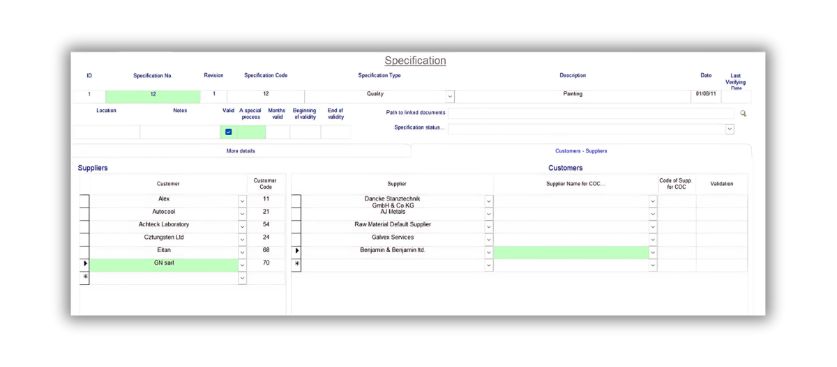 KITARON ERP&MES Specification Management