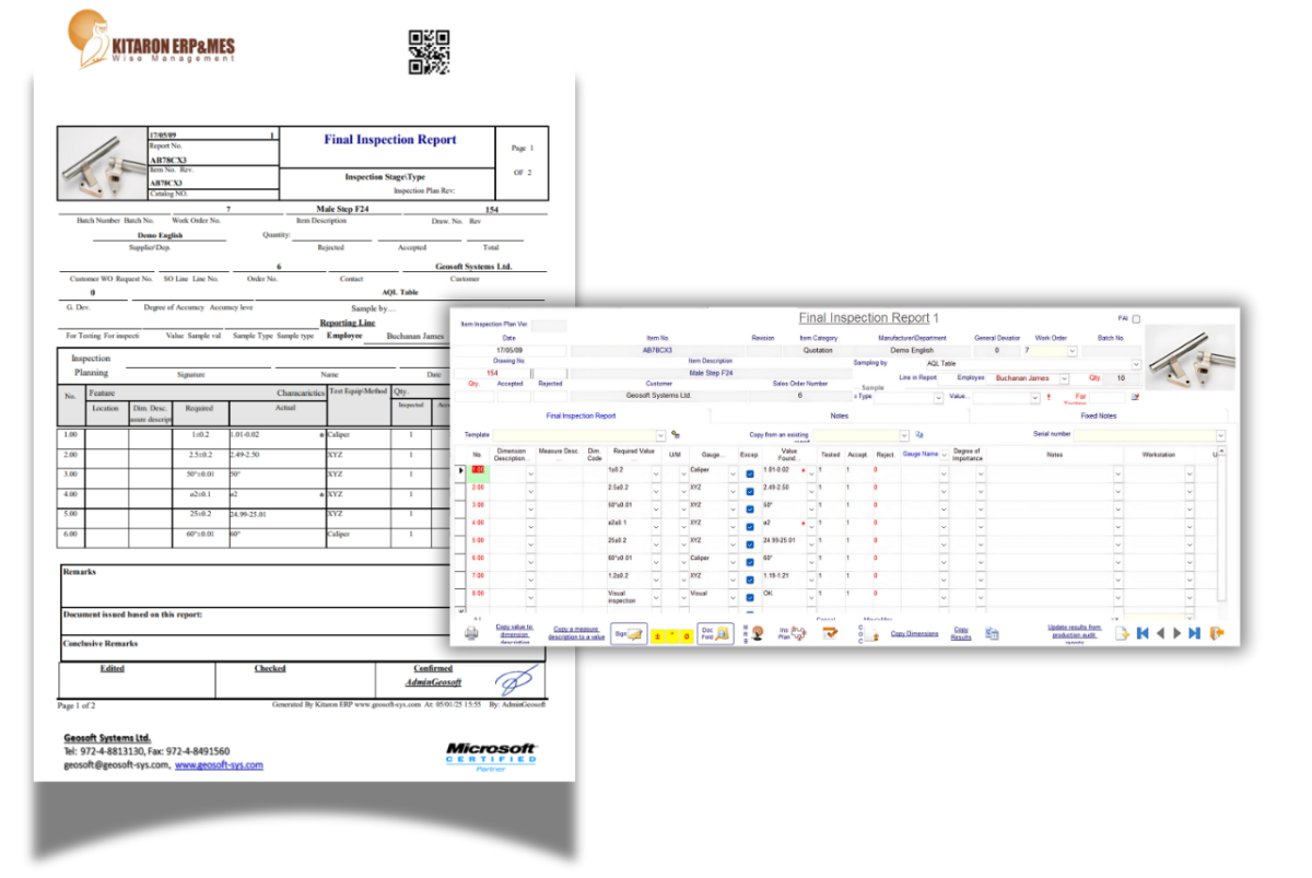 KITARON ERP&MES Final Inspection Report 