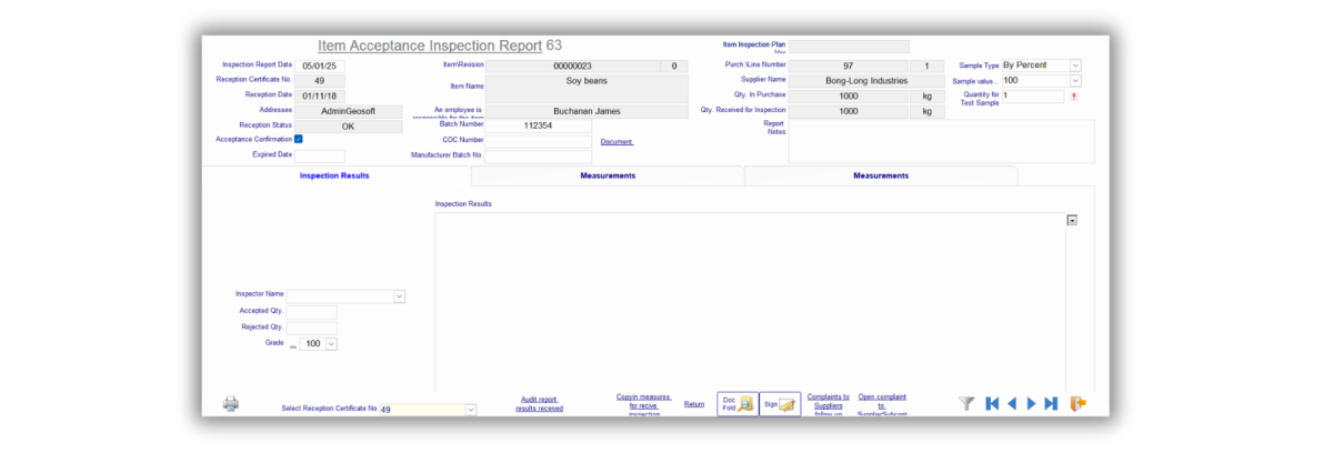 KITARON ERP&MES Purchasing Acceptance