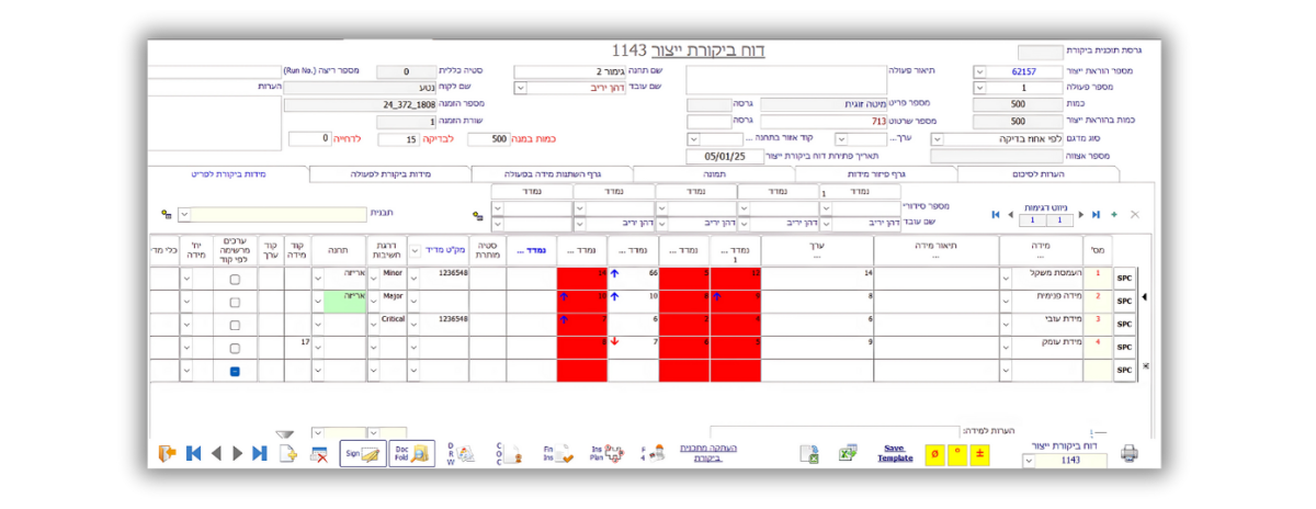 דוח ביקורת ייצור במערכת KITARON ERP&MES