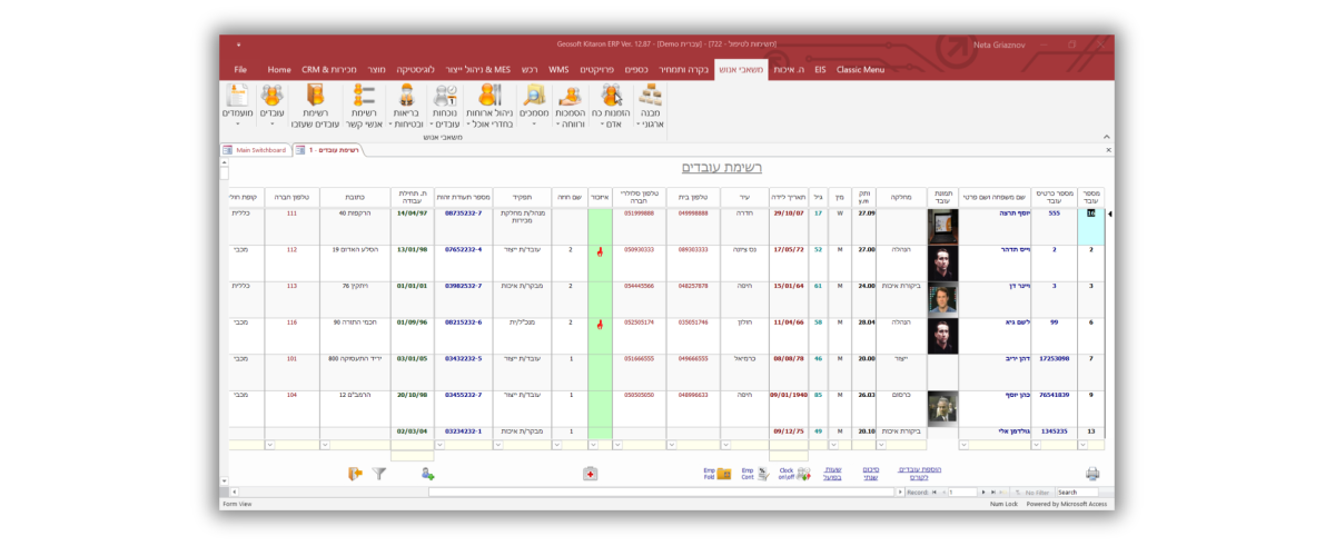 רשימת עובדים במערכת קיטרון